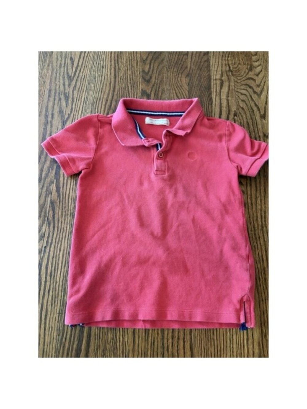 ZARA Kids Boys Red Polo Collared Shirt Top Short Sleeve Cotton Button Size 7